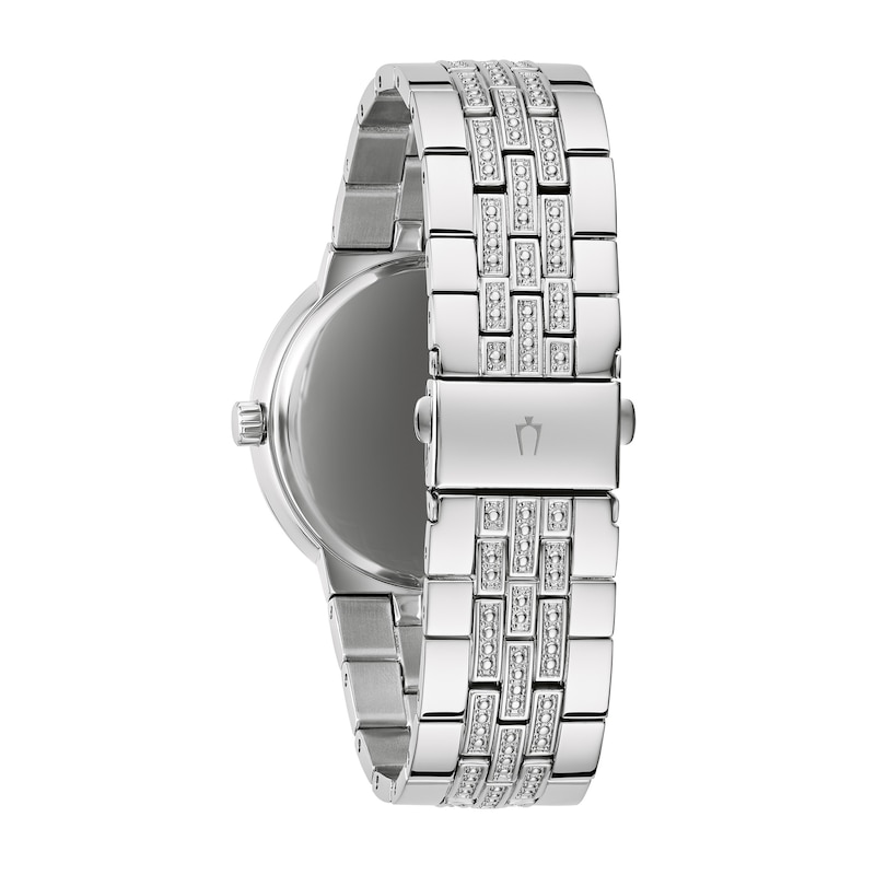 Main Image 6 of Men's Bulova Crystal Watch with Black Dial and Cross Pendant Box Set (Model: 96K110) - 24"