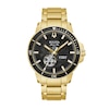 Men's Bulova Marine Star Gold-Tone Automatic Watch With Black Skeleton Dial (Model:Â 97A174)