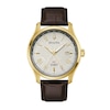 Thumbnail Image 1 of Men's Bulova Classic Wilton Gold-Tone Automatic Brown Leather Strap Watch with Silver-Tone Dial (Model: 97B210)