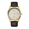 Men's Bulova Classic Wilton Gold-Tone Automatic Brown Leather Strap Watch With Silver-Tone Dial (Model:Â 97B210)