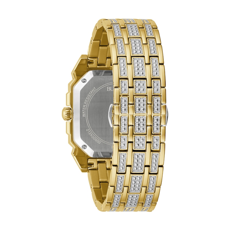 Main Image 3 of Men's Bulova Octava Crystal Gold-Tone Watch with Octagonal Silver-Tone Dial (Model: 98A295)