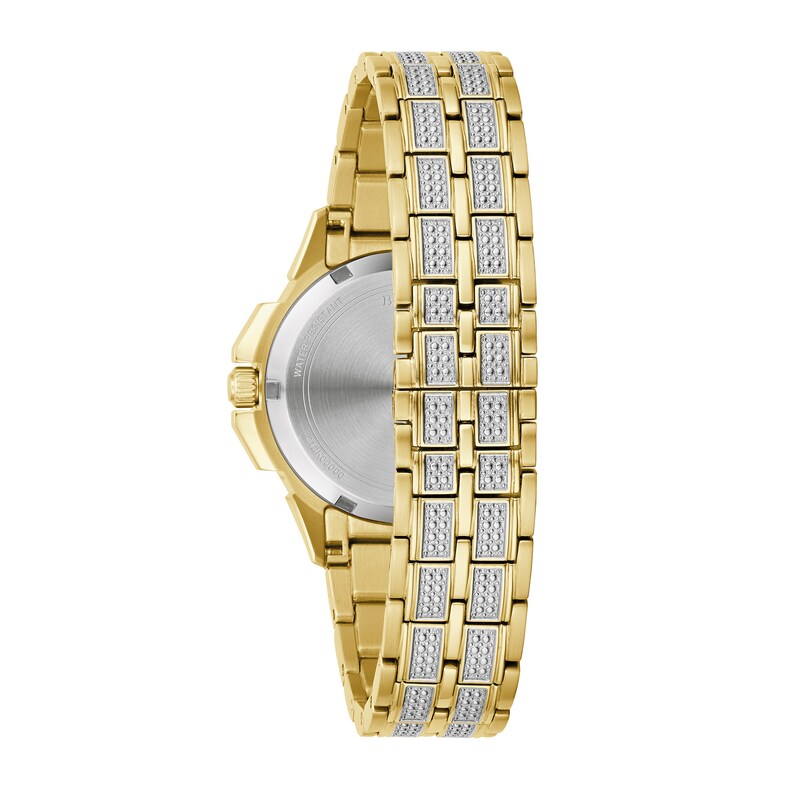 Main Image 3 of Ladies' Bulova Octava Crystal Gold-Tone Watch with Silver-Tone Dial (Model: 98L302)