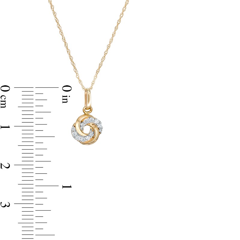 Main Image 2 of Child's Cubic Zirconia Love Knot Pendant in 14K Gold – 15"