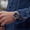 Thumbnail Image 2 of Men's Bulova Marine Star Automatic Blue Leather Strap Watch with Blue Skeleton Dial (Model: 96A291)