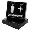 Thumbnail Image 1 of Diamond Accent Industrial Dog Tag and Cross Pendant with Link Bracelet Set in Stainless Steel and Black Ion-Plate