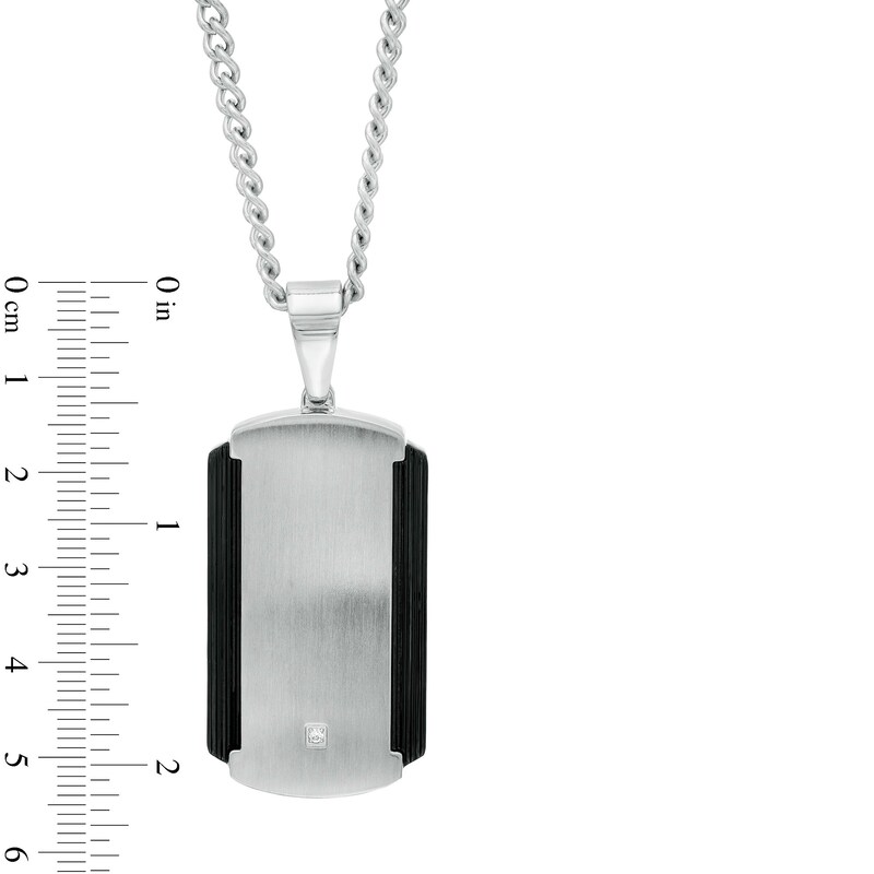 Main Image 5 of Diamond Accent Industrial Dog Tag and Cross Pendant with Link Bracelet Set in Stainless Steel and Black Ion-Plate