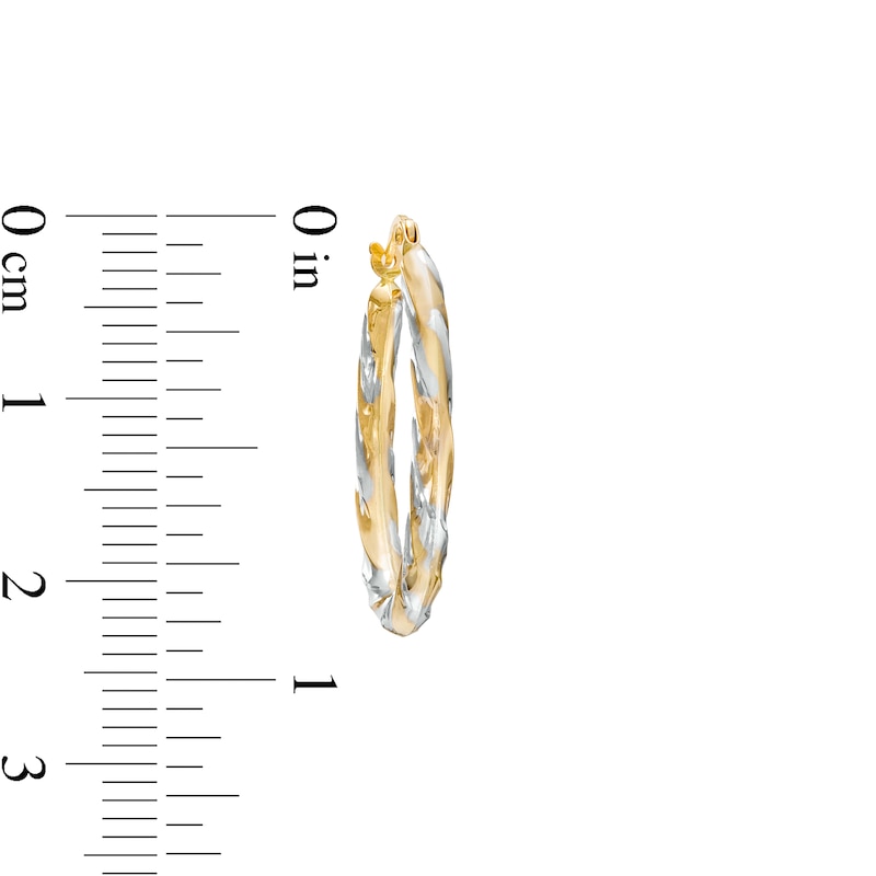 Main Image 3 of Textured Twist Hoop Earrings in 14K Two-Tone Gold