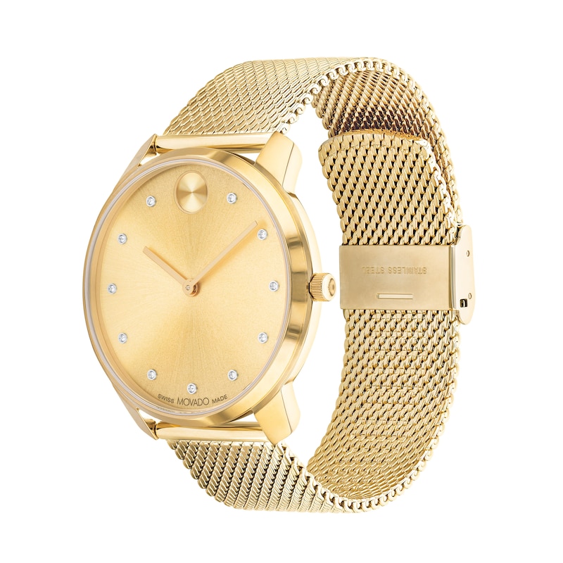 Main Image 2 of Men's Movado Bold® Thin Crystal Accent Gold-Tone IP Mesh Watch with Gold-Tone Dial (Model: 3600903)
