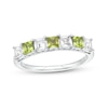 Thumbnail Image 0 of 3.0mm Princess-Cut Peridot and White Lab-Created Sapphire Alternating Seven Stone Band in Sterling Silver