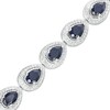 Thumbnail Image 1 of Pear-Shaped Blue Lab-Created Sapphire and Diamond Accent Frame Line Bracelet in Sterling Silver – 7.25"