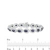 Thumbnail Image 4 of Pear-Shaped Blue Lab-Created Sapphire and Diamond Accent Frame Line Bracelet in Sterling Silver – 7.25"