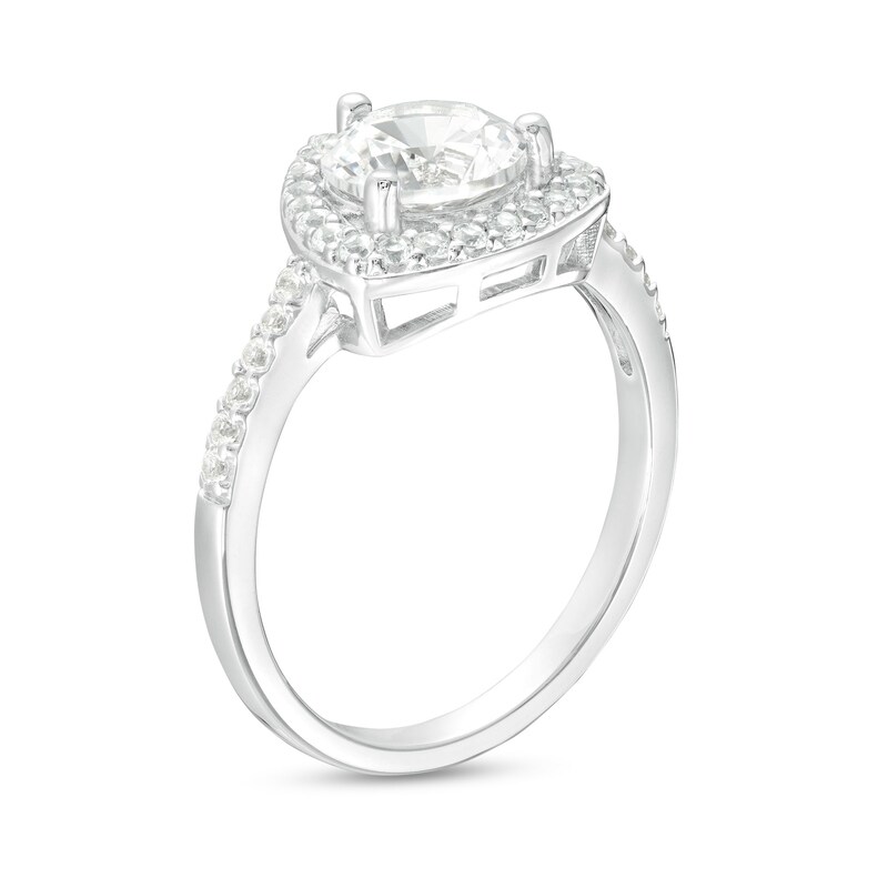 Main Image 3 of White Lab-Created Sapphire Trillion Frame Pendant, Ring and Stud Earrings Set in Sterling Silver - Size 7