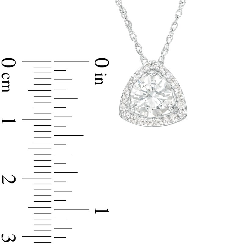 Main Image 4 of White Lab-Created Sapphire Trillion Frame Pendant, Ring and Stud Earrings Set in Sterling Silver - Size 7