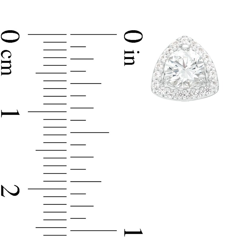 Main Image 5 of White Lab-Created Sapphire Trillion Frame Pendant, Ring and Stud Earrings Set in Sterling Silver - Size 7