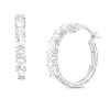 Thumbnail Image 1 of Oval White Lab-Created Sapphire Six Stone Hoop Earrings in Sterling Silver