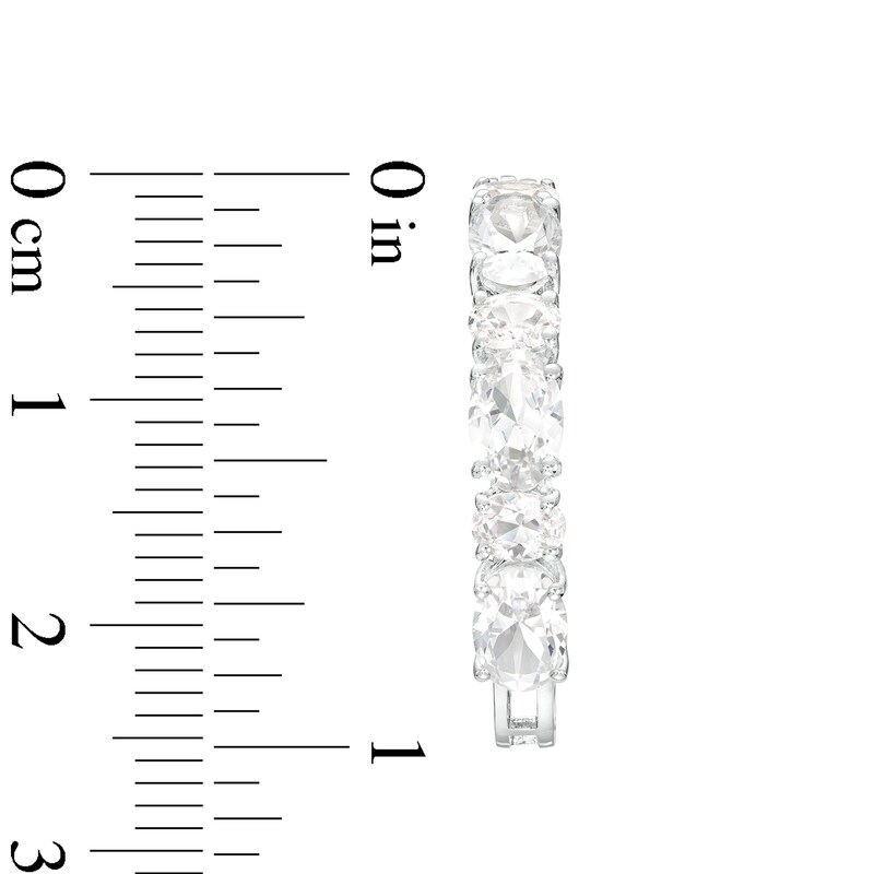 Main Image 3 of Oval White Lab-Created Sapphire Six Stone Hoop Earrings in Sterling Silver