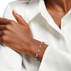 Thumbnail Image 1 of Pear-Shaped Lab-Created Ruby and White Lab-Created Sapphire Line Bracelet in Sterling Silver – 7.25"