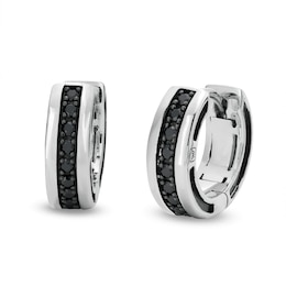 Vera Wang Men's 1/3 CT. T.W. Black Diamond Huggie Hoop Earrings in Sterling Silver with Black Rhodium
