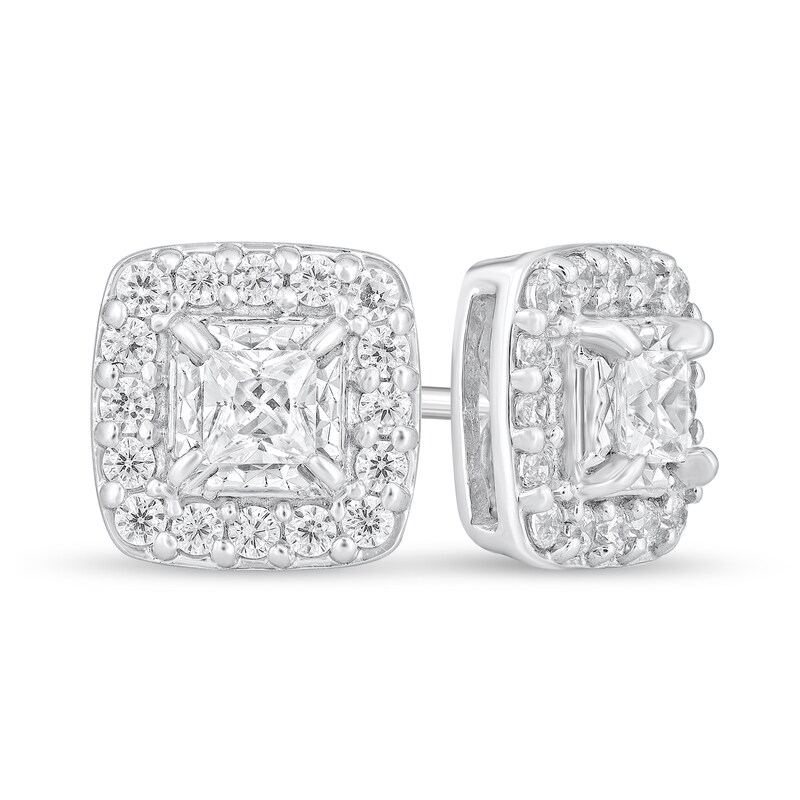 3/4 CT. T.W. Princess-Cut Diamond Frame Stud Earrings in 10K White Gold