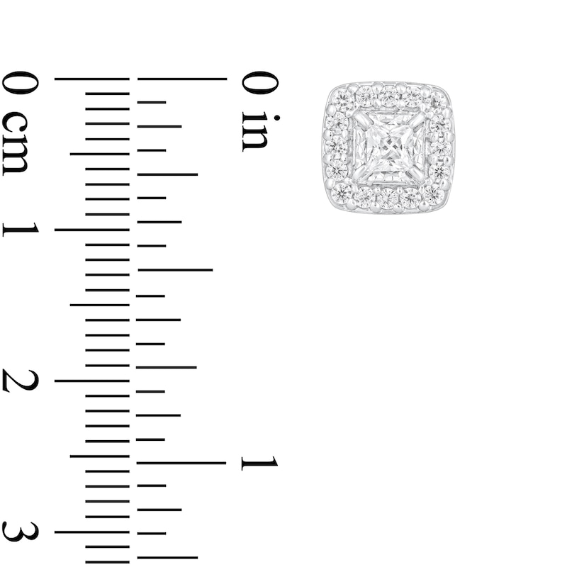 3/4 CT. T.W. Princess-Cut Diamond Frame Stud Earrings in 10K White Gold