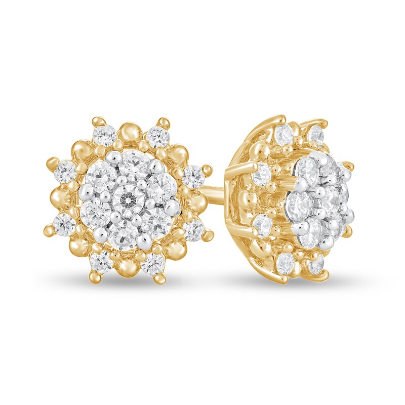 Main Image 1 of 3/8 CT. T.W. Multi-Diamond Sunburst Frame Stud Earrings in 10K Gold