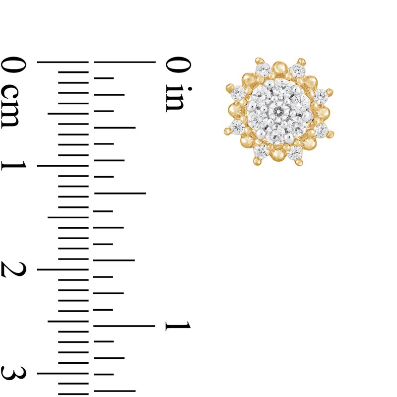 Main Image 2 of 3/8 CT. T.W. Multi-Diamond Sunburst Frame Stud Earrings in 10K Gold