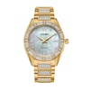 Thumbnail Image 1 of Ladies' Citizen Eco-Drive® Classic Crystal Accent Gold-Tone Watch with Mother-of-Pearl Dial (Model: EM1022-51D)