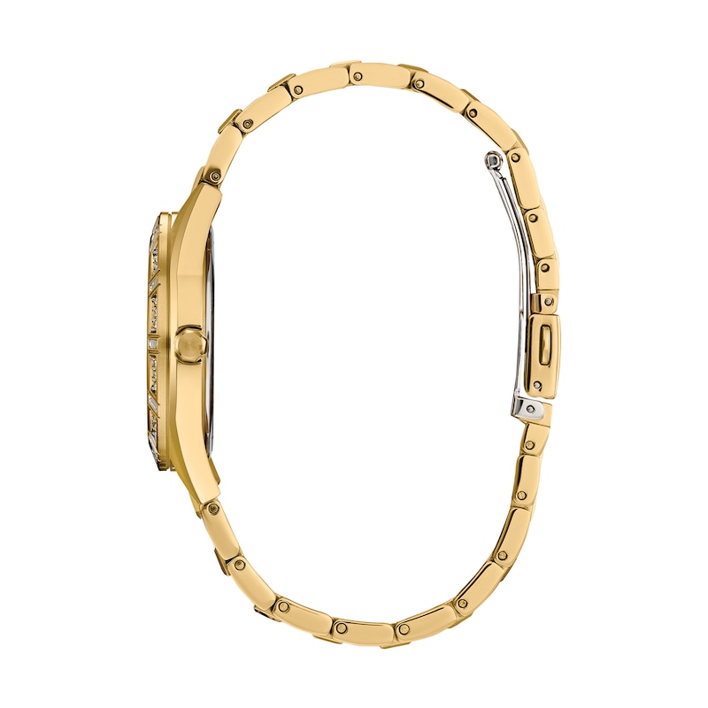 Main Image 3 of Ladies' Citizen Eco-Drive® Classic Crystal Accent Gold-Tone Watch with Mother-of-Pearl Dial (Model: EM1022-51D)