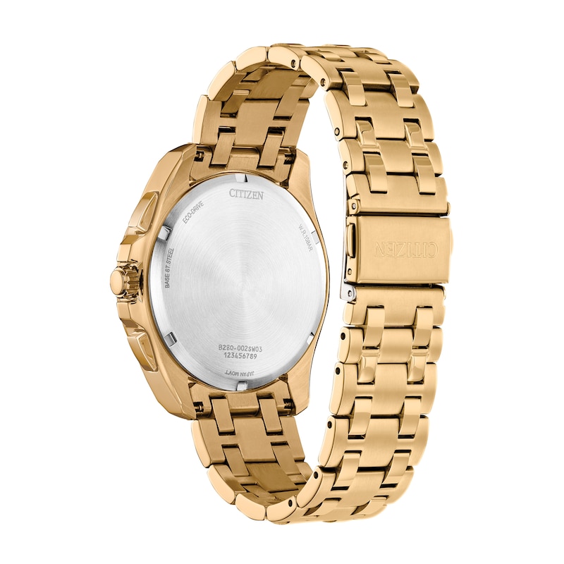 Main Image 2 of Men's Citizen Eco-Drive® Classic Gold-Tone Chronograph Watch with Black Dial (Model: CA4512-50E)