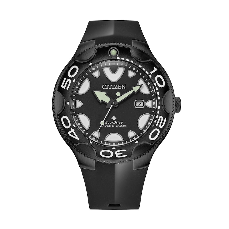 Main Image 1 of Men's Citizen Eco-Drive® Promaster Diver Black Rubber Strap Watch with Black Dial (Model: BN0235-01E)