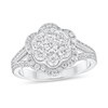 Thumbnail Image 1 of 1 CT. T.W. Multi-Diamond Frame Split Shank Flower Ring in 10K White Gold