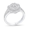 Thumbnail Image 2 of 1 CT. T.W. Multi-Diamond Frame Split Shank Flower Ring in 10K White Gold