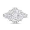 Thumbnail Image 3 of 1 CT. T.W. Multi-Diamond Frame Split Shank Flower Ring in 10K White Gold