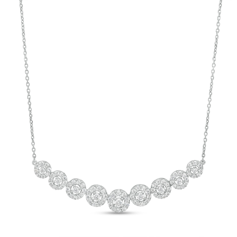 Main Image 1 of 1 CT. T.W. Diamond Frame Nine Stone Curved Bar Necklace in 10K White Gold