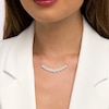 Thumbnail Image 2 of 1 CT. T.W. Diamond Frame Nine Stone Curved Bar Necklace in 10K White Gold