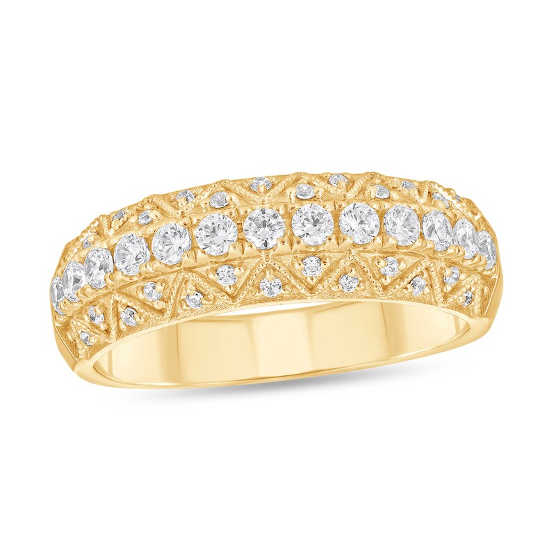 Main Image 1 of 1/2 CT. T.W. Diamond Art Deco Triple Row Anniversary Band in 14K Gold