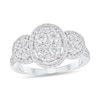 Thumbnail Image 1 of 1 CT. T.W. Oval-Shaped Multi-Diamond Frame Trio Engagement Ring in 10K White Gold