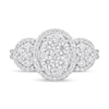Thumbnail Image 3 of 1 CT. T.W. Oval-Shaped Multi-Diamond Frame Trio Engagement Ring in 10K White Gold