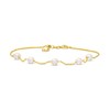 Thumbnail Image 1 of 5.5-6.0mm Freshwater Cultured Pearl Station Sliding Anklet in Sterling Silver with 18K Gold Plate-10"