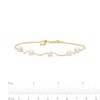 Thumbnail Image 3 of 5.5-6.0mm Freshwater Cultured Pearl Station Sliding Anklet in Sterling Silver with 18K Gold Plate-10"