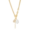 Thumbnail Image 3 of Cultured Freshwater Pearl and White Lab-Created Sapphire Anklet in Sterling Silver with 18K Gold Plate-10"