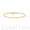 Thumbnail Image 4 of Cultured Freshwater Pearl and White Lab-Created Sapphire Anklet in Sterling Silver with 18K Gold Plate-10"