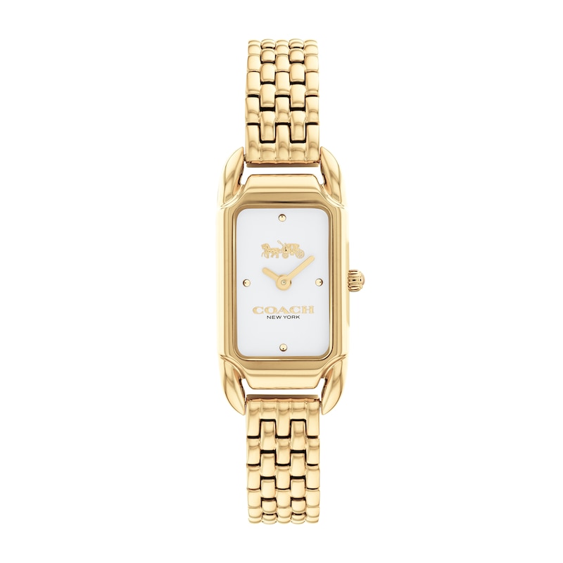 Main Image 1 of Ladies' Coach Cadie Gold-Tone Watch with Rectangular White Dial (Model: 14504036)