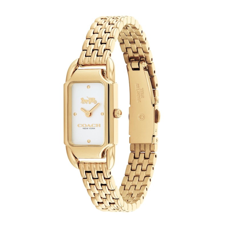 Main Image 2 of Ladies' Coach Cadie Gold-Tone Watch with Rectangular White Dial (Model: 14504036)