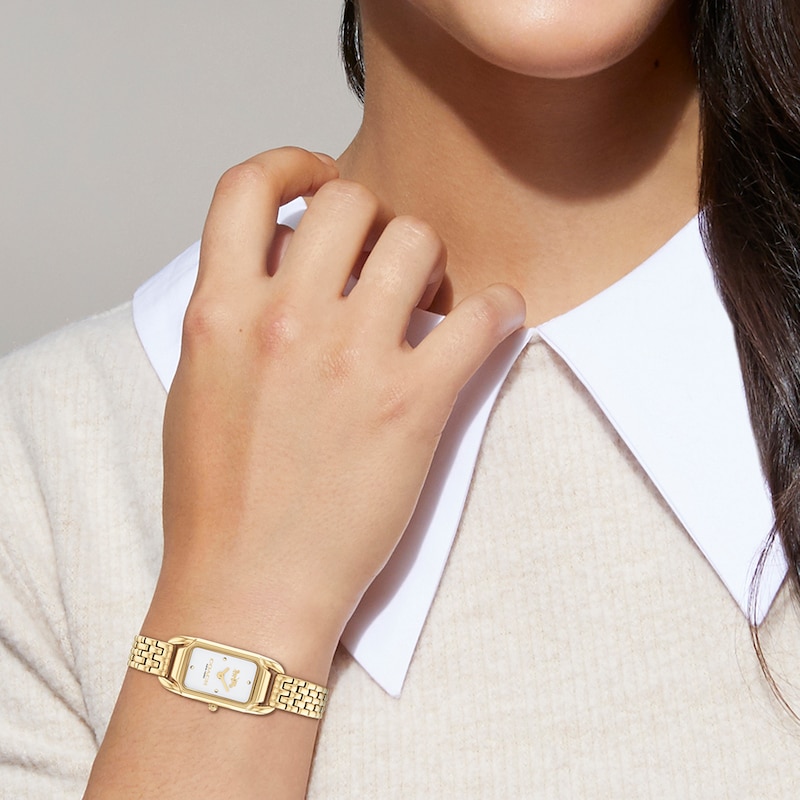 Main Image 4 of Ladies' Coach Cadie Gold-Tone Watch with Rectangular White Dial (Model: 14504036)