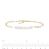 Thumbnail Image 3 of 5.5-6.0mm Freshwater Cultured Pearl Seven Stone Paper Clip Anklet in Sterling Silver with 18K Gold Plate-10"