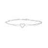 Thumbnail Image 0 of White Lab-Created Sapphire Heart Paper Clip Anklet in Sterling Silver - 10"
