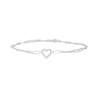 Thumbnail Image 1 of White Lab-Created Sapphire Heart Paper Clip Anklet in Sterling Silver - 10"