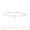 Thumbnail Image 3 of White Lab-Created Sapphire Heart Paper Clip Anklet in Sterling Silver - 10"