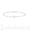 Thumbnail Image 3 of White Lab-Created Sapphire Cross Paper Clip Anklet in Sterling Silver - 10"